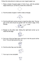 Origami paper cup