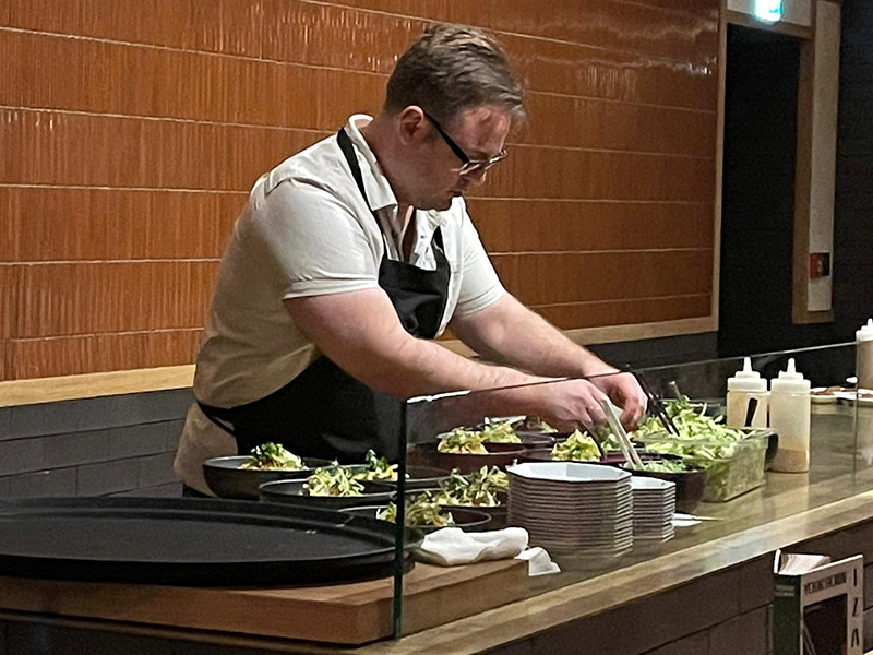 Tim Anderson preparing the Tan Tan Salad